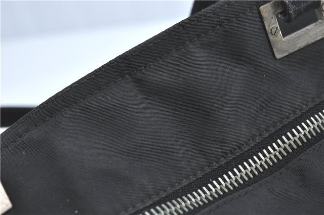 Authentic PRADA Nylon Leather Shoulder Hand Tote Bag Black H6613