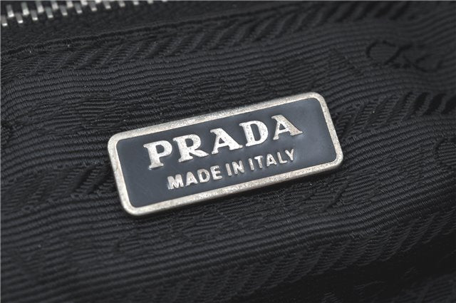 Authentic PRADA Nylon Leather Shoulder Hand Tote Bag Black H6613