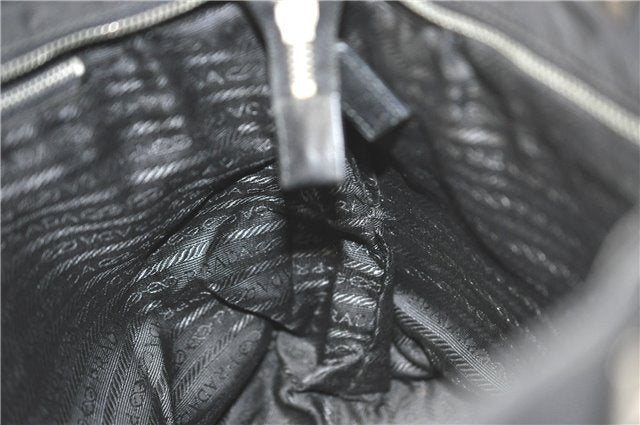 Authentic PRADA Nylon Leather Shoulder Hand Tote Bag Black H6613