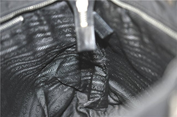 Authentic PRADA Nylon Leather Shoulder Hand Tote Bag Black H6613