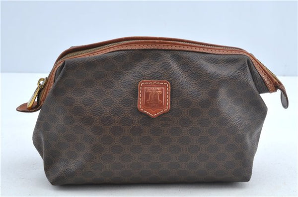 Authentic CELINE Macadam Blason Clutch Hand Bag Pouch PVC Leather Brown H6641
