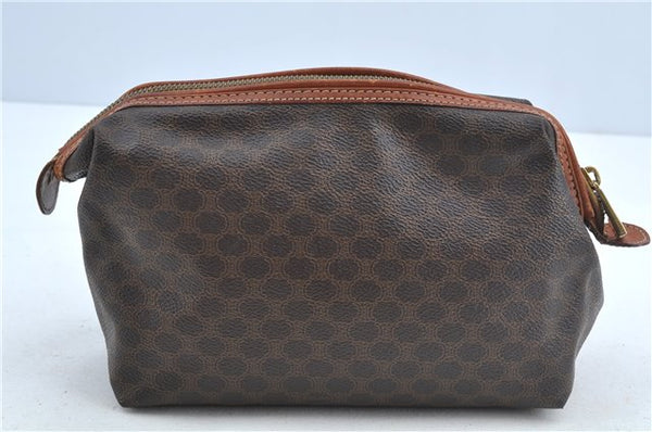 Authentic CELINE Macadam Blason Clutch Hand Bag Pouch PVC Leather Brown H6641