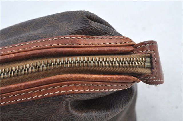 Authentic CELINE Macadam Blason Clutch Hand Bag Pouch PVC Leather Brown H6641