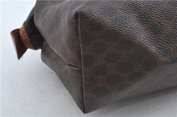 Authentic CELINE Macadam Blason Clutch Hand Bag Pouch PVC Leather Brown H6641