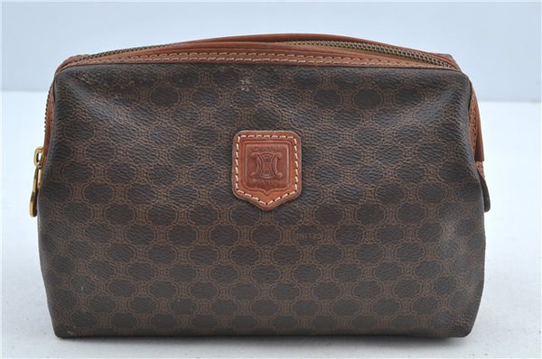 Authentic CELINE Macadam Blason Clutch Hand Bag Pouch PVC Leather Brown H6644