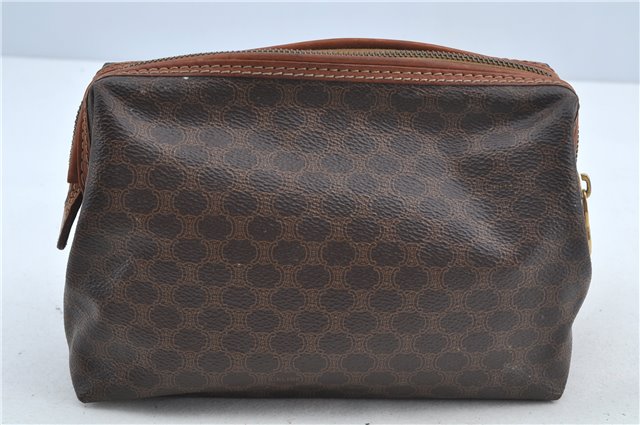 Authentic CELINE Macadam Blason Clutch Hand Bag Pouch PVC Leather Brown H6644