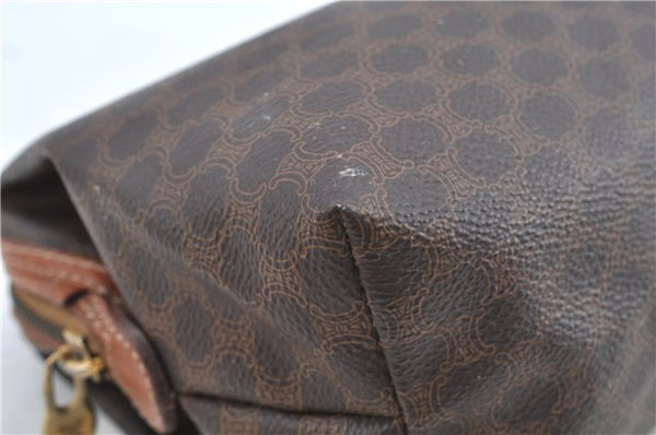 Authentic CELINE Macadam Blason Clutch Hand Bag Pouch PVC Leather Brown H6644