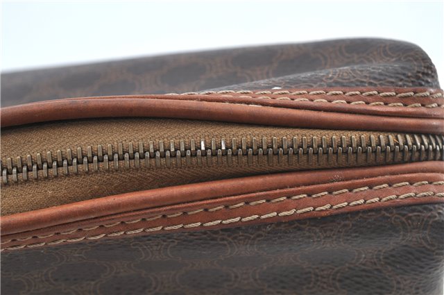 Authentic CELINE Macadam Blason Clutch Hand Bag Pouch PVC Leather Brown H6644