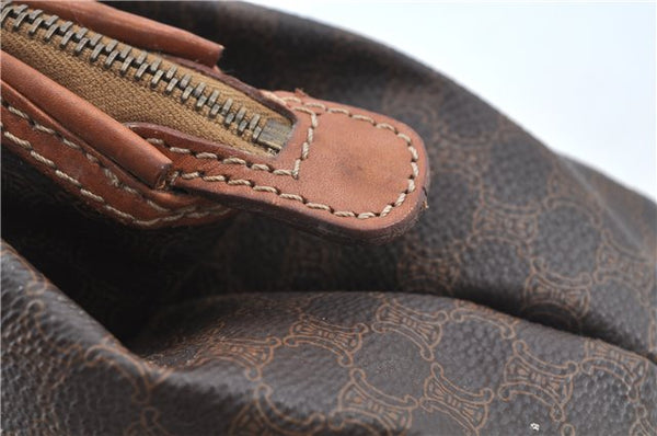 Authentic CELINE Macadam Blason Clutch Hand Bag Pouch PVC Leather Brown H6644