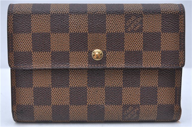 Authentic Louis Vuitton Damier Porte Tresor Etui Papier Wallet N61202 LV H6667