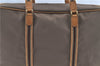 Auth GUCCI Web Sherry Line Travel Boston Bag Nylon Leather Brown Beige H6671