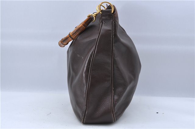 Authentic GUCCI Bamboo 2Way Shoulder Hand Bag Leather Brown H6692