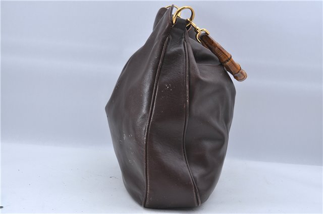 Authentic GUCCI Bamboo 2Way Shoulder Hand Bag Leather Brown H6692