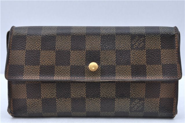 Authentic Louis Vuitton Damier Portefeuille International Wallet N61217 LV H6708