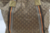 Authentic GUCCI GG Crystal Shoulder Tote Bag PVC Leather 189669 Gold Brown H6723