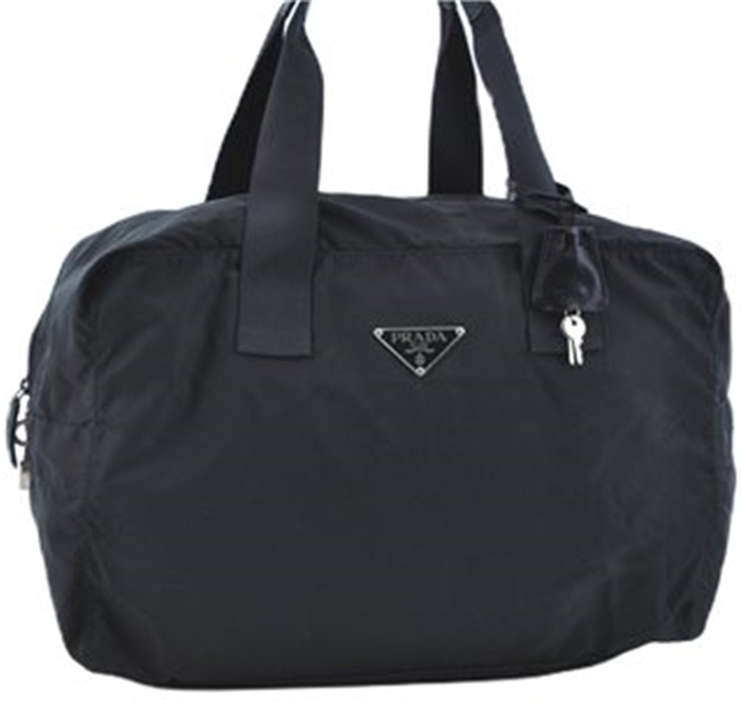 Authentic PRADA Nylon Tessuto Travel Boston Bag Black H6725