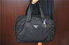 Authentic PRADA Nylon Tessuto Travel Boston Bag Black H6725