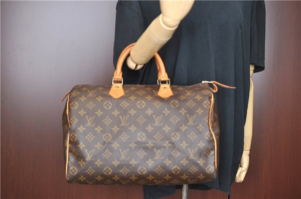 Authentic Louis Vuitton Monogram Speedy 35 Hand Bag M41524 LV H6758