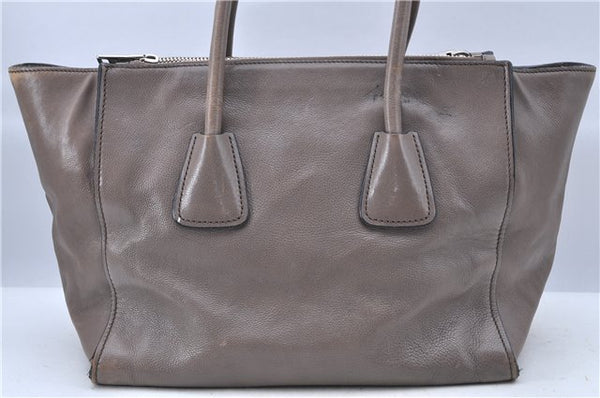 Authentic PRADA Leather 2Way Shoulder Tote Bag Brown Gray H6859