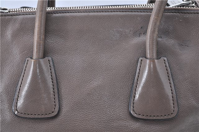 Authentic PRADA Leather 2Way Shoulder Tote Bag Brown Gray H6859