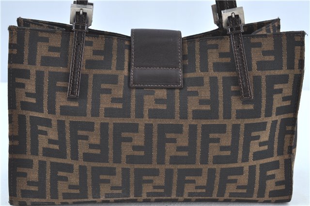 Auth FENDI Zucca Mamma Baguette Shoulder Tote Bag Canvas Leather Brown H6862