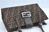 Auth FENDI Zucca Mamma Baguette Shoulder Tote Bag Canvas Leather Brown H6862