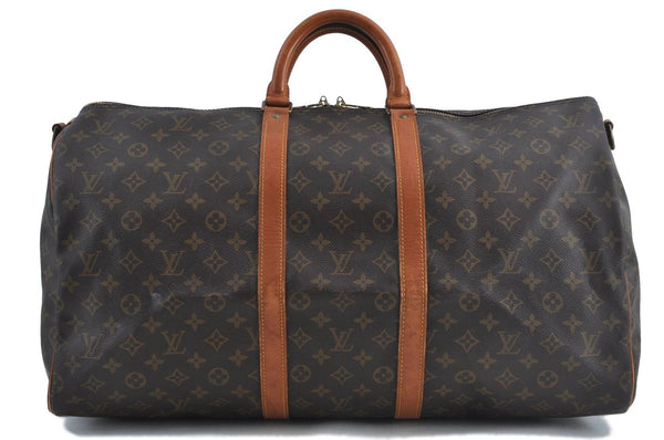 Auth Louis Vuitton Monogram Keepall Bandouliere 55 Boston Bag M41414 LV H6927