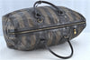 Auth FENDI Pequin PVC Leather 2Way Boston Travel Bag Brown Black Junk H6947