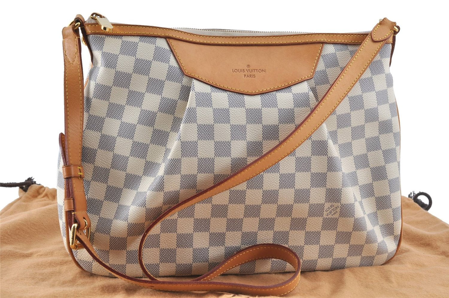 Auth Louis Vuitton Damier Azur Siracusa MM Shoulder Cross Bag N41112 LV H6952