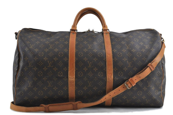 Auth Louis Vuitton Monogram Keepall Bandouliere 60 Boston Bag M41412 LV H6975