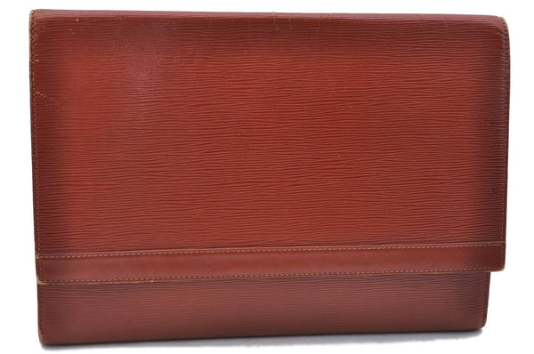 Auth Louis Vuitton Epi Pochette Enveloppe Document case Brown M52583 LV H6981