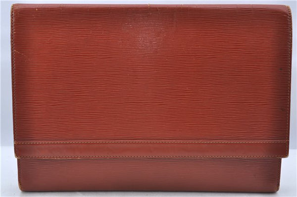 Auth Louis Vuitton Epi Pochette Enveloppe Document case Brown M52583 LV H6981