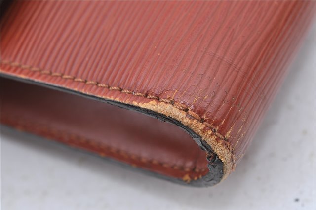 Auth Louis Vuitton Epi Pochette Enveloppe Document case Brown M52583 LV H6981