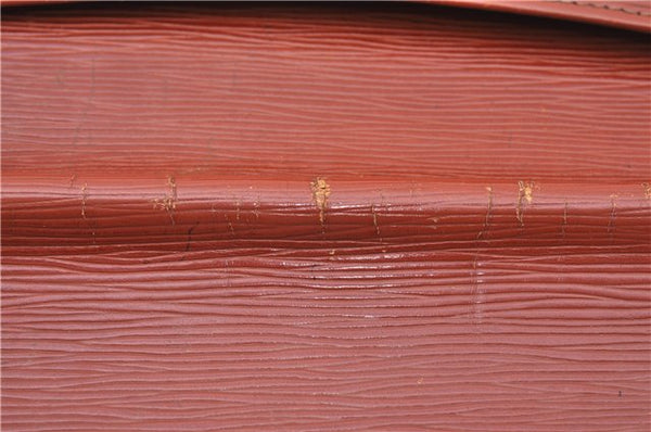 Auth Louis Vuitton Epi Pochette Enveloppe Document case Brown M52583 LV H6981