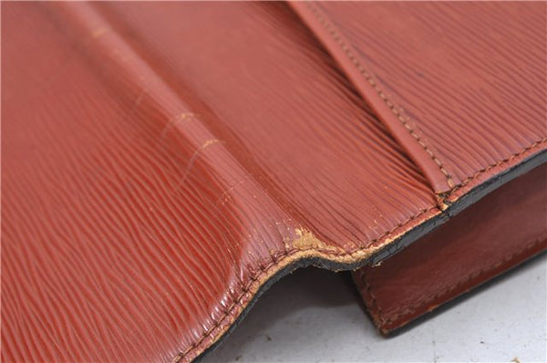 Auth Louis Vuitton Epi Pochette Enveloppe Document case Brown M52583 LV H6981