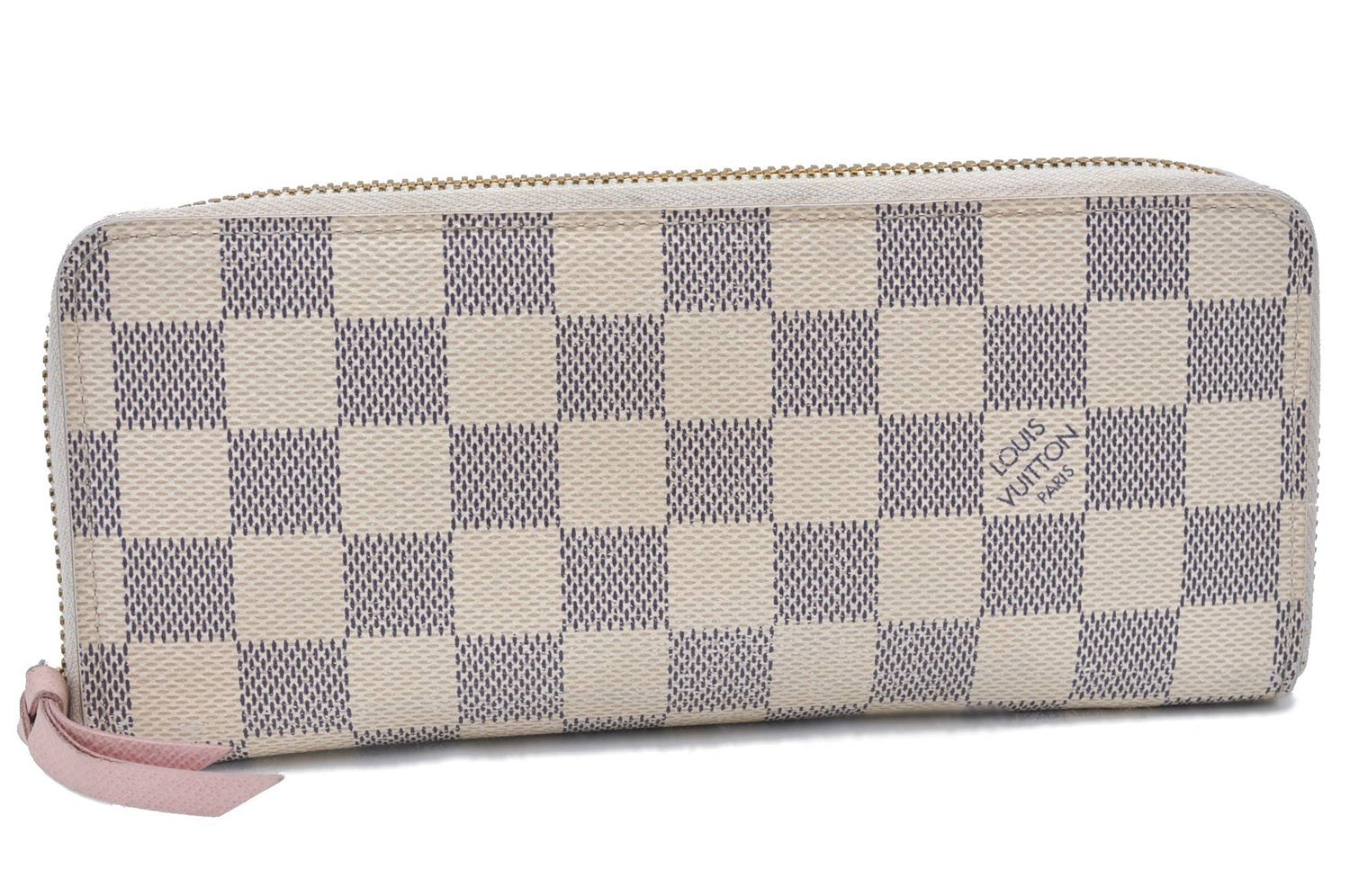 Louis Vuitton Damier Azur Portefeuille Clemence Long Wallet N61264 Pink H6998