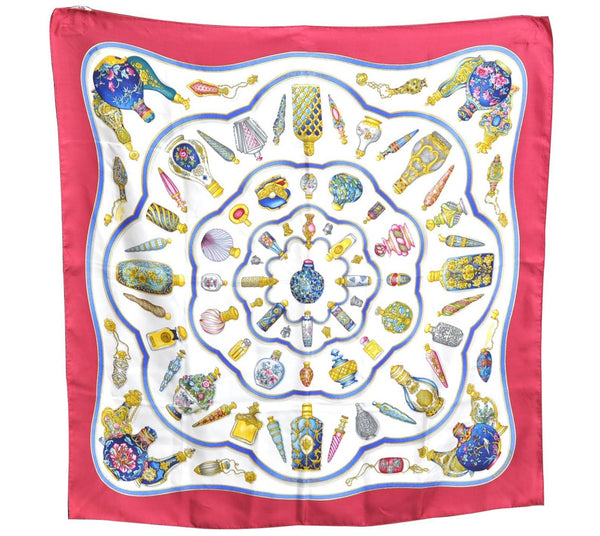 Auth HERMES Carre 90 Scarf "Pourvu qu’on ait l’ivresse" Silk Bordeaux H7001