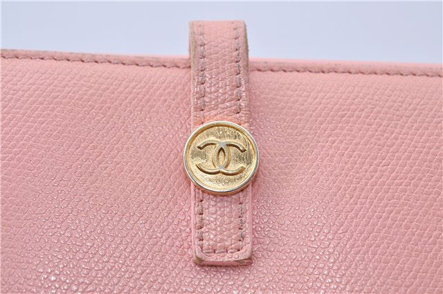 Authentic Chanel Coco Cocoon Calf Skin Long Wallet Purse Light Pink H7009