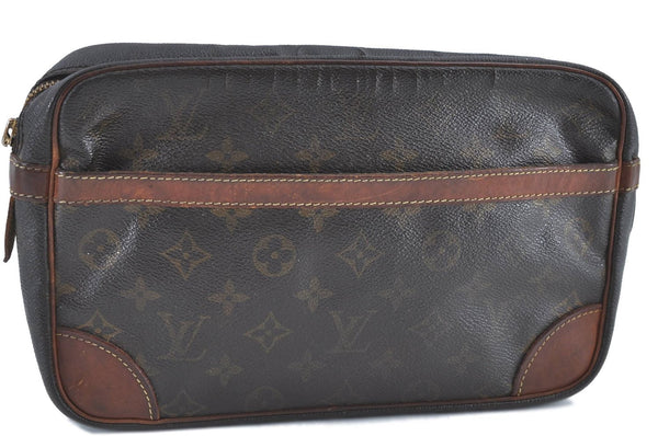 Authentic Louis Vuitton Monogram Compiegne 28 Clutch Hand Bag M51845 Junk H7020