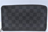 Auth Louis Vuitton Damier Graphite Zippy Organizer Long Wallet N63077 LV H7039