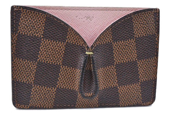 Auth Louis Vuitton Damier Porte Cartes Caissa Cerise Card Case N61222 Pink H7044