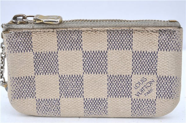 Authentic Louis Vuitton Damier Azur Pochette Cles Coin Case N62659 LV H7045