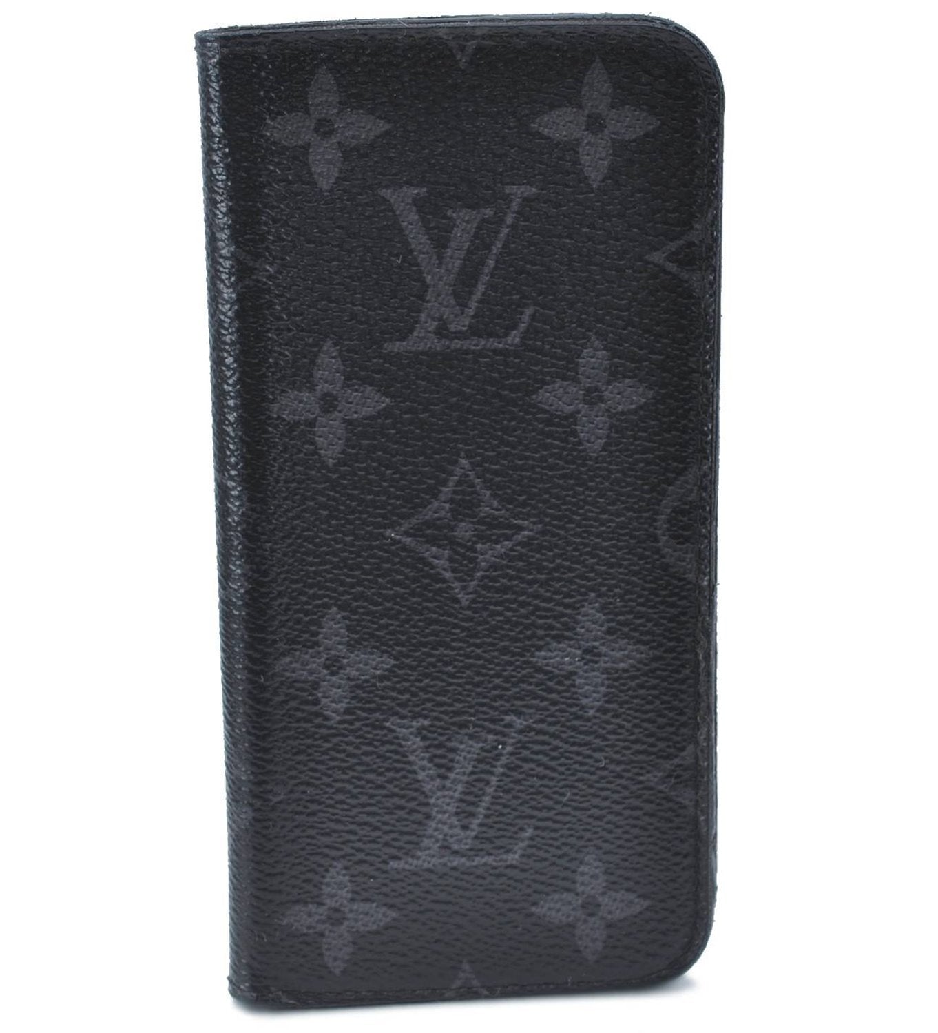 Authentic Louis Vuitton Monogram Eclipse Folio iPhone X Case M63446 LV H7051