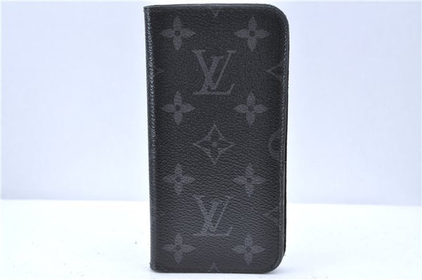 Authentic Louis Vuitton Monogram Eclipse Folio iPhone X Case M63446 LV H7051