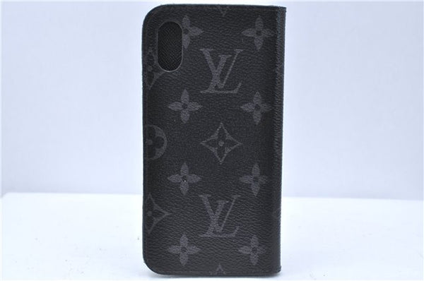 Authentic Louis Vuitton Monogram Eclipse Folio iPhone X Case M63446 LV H7051