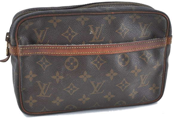 Auth Louis Vuitton Monogram Compiegne 23 Clutch Hand Bag M51847 LV H7086