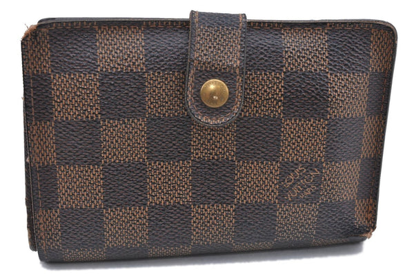 Auth Louis Vuitton Damier Porte Monnaie Billets Viennois Wallet N61664 LV H7104