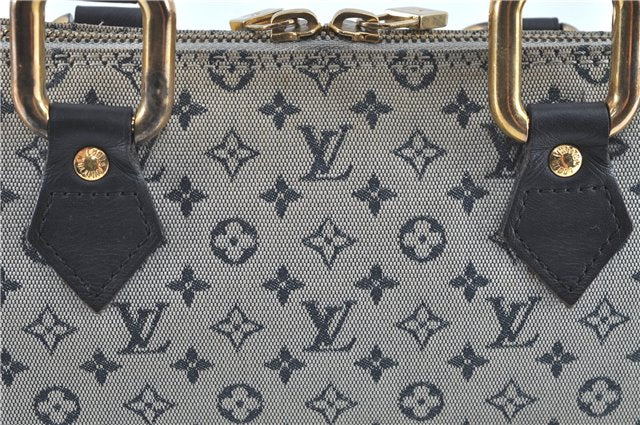 Authentic Louis Vuitton Monogram Mini Alma Ron Hand Bag Blue M92205 LV H7107