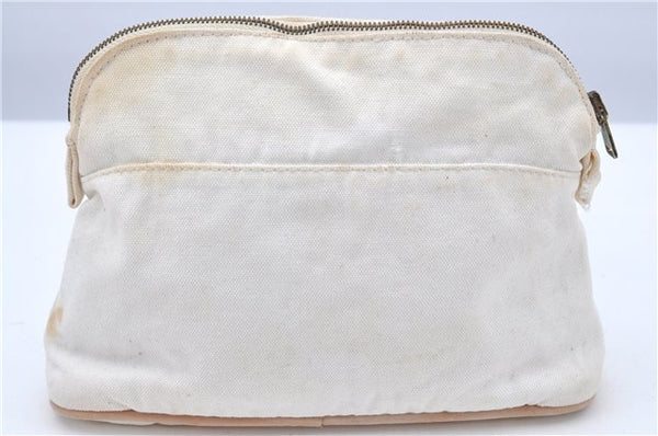 Authentic HERMES Bolide PM Pouch Canvas Leather White H7121