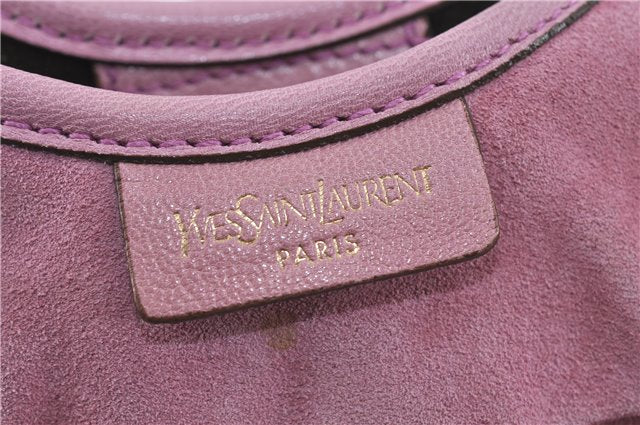 Authentic YVES SAINT LAURENT Saint Tropez Shoulder Bag Suede 122245 Pink H7122